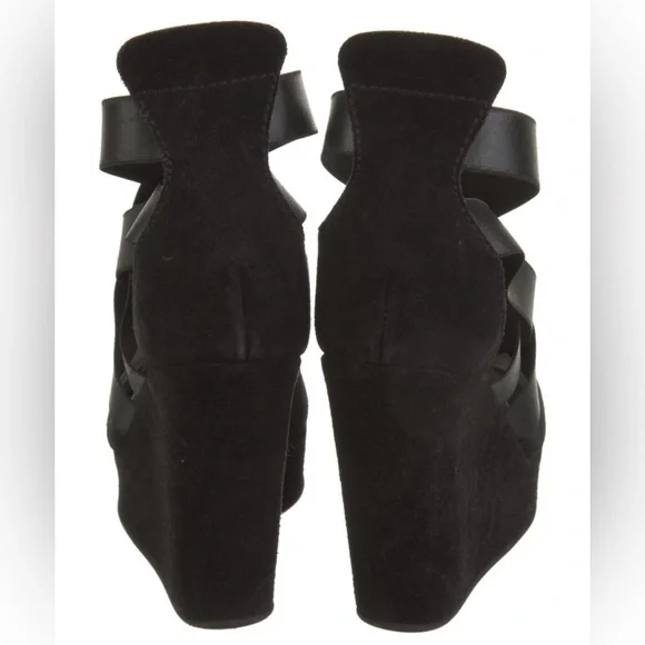 Pedro Garcia Black Suede Wedge Sandals sz 7 ex condition - Picture 4 of 6
